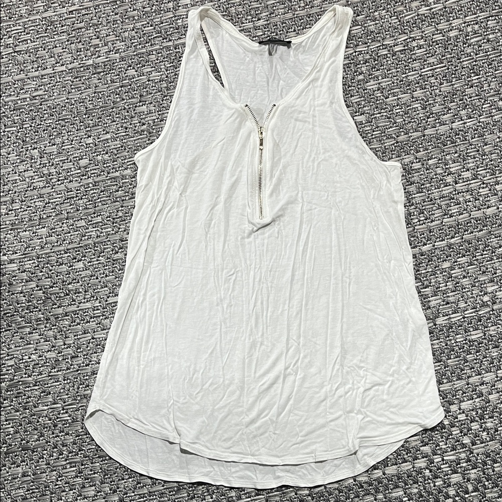 Dynamite | White Tank Top with Zipper